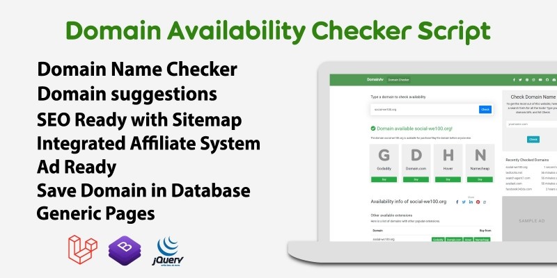 DomainAv - Domain Availability Checker PHP Script